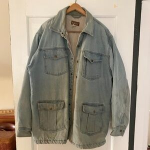 Sherpa lined Distressed Denim Jacket Sz M/L